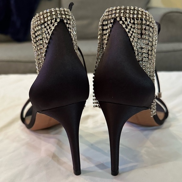 BCBGMAXAZRIA Dawn Fringe Pointed Toe Heel Sandal Black Jeweled Fringe NEW Sz 8 - Picture 7 of 9